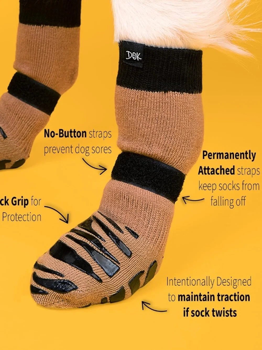TigerToes Premium Non-Slip Dog Socks for Hardwood Floors - Extra-Thick Grip